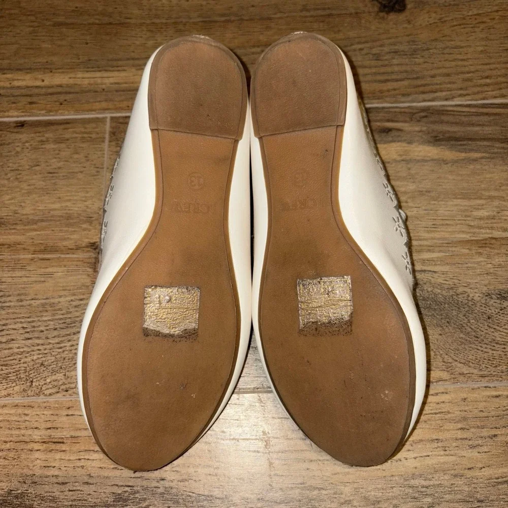 J. Crew Girls Scallop Ballerina Slipper Cream Slip On Dress Shoes Size 13